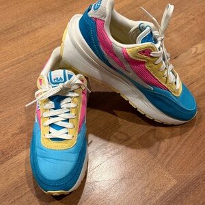 Fila Retro Colorblock Sneakers in Blue, Pink & Yellow